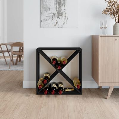 vidaXL Wine Cabinet Black 62x25x62 cm Solid Wood Pine