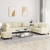 vidaXL 3 Piece Sofa Set with Pillows Cream Faux Leather