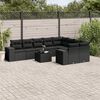 vidaXL 10 Piece Garden Sofa Set with Cushions Black Poly Rattan
