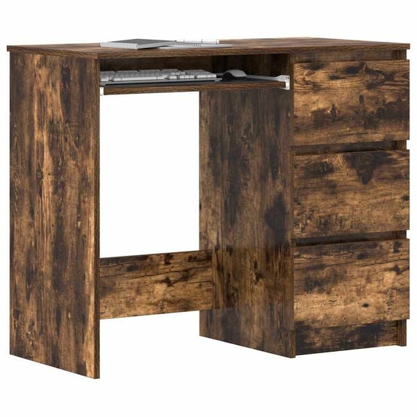 vidaXL Desk Smoked Oak 90x45x76 cm Engineered Wood