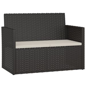 vidaXL Garden Bench with Cushions Black 105 cm Poly Rattan