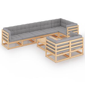 vidaXL 9 Piece Garden Lounge Set with Cushions Solid Pinewood
