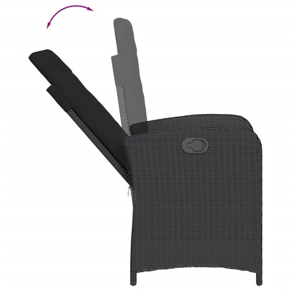 vidaXL 9 Piece Garden Dining Set with Cushions Black Poly Rattan