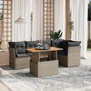 vidaXL 5 Piece Garden Sofa Set with Cushions Grey Poly Rattan