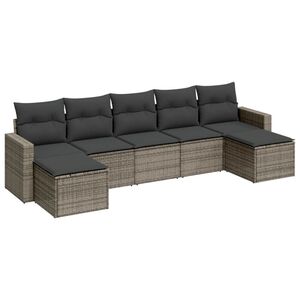 vidaXL 7 Piece Garden Sofa Set with Cushions Grey Poly Rattan