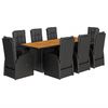 vidaXL 9 Piece Garden Dining Set with Cushions Black Poly Rattan