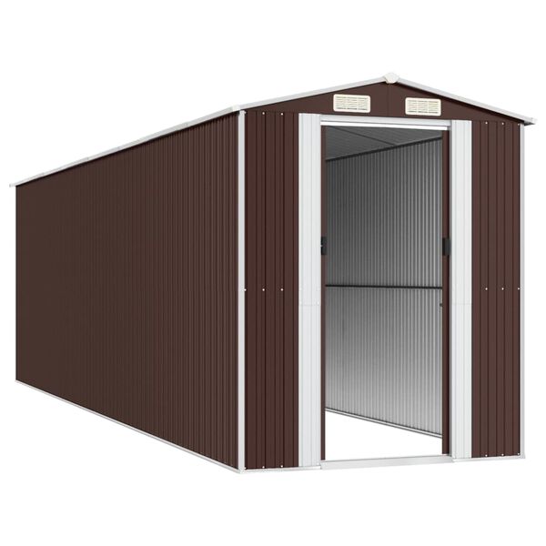 vidaXL Garden Shed Dark Brown 192x689x223 cm Galvanised Steel