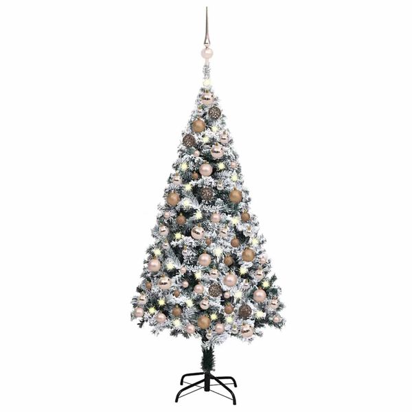 vidaXL Artificial Pre-lit Christmas Tree with Ball Set Green 150 cm PVC
