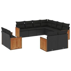 vidaXL 12 Piece Garden Sofa Set with Cushions Beige Poly Rattan