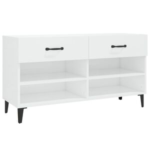 vidaXL Shoe Cabinet | High gloss white | Engineered wood | 102x35x55 cm