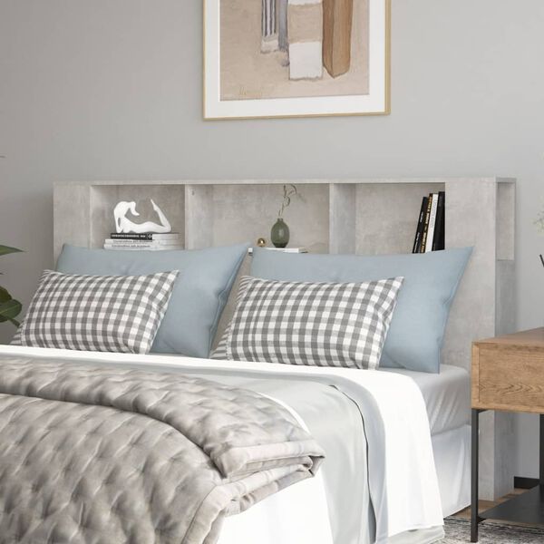 vidaXL Headboard Cabinet Concrete Grey 180x18.5x104.5 cm