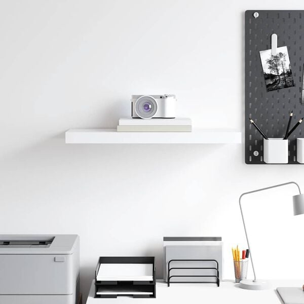 vidaXL Floating Wall Shelf White 60x23.5x3.8 cm MDF