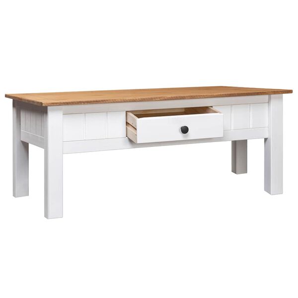 vidaXL Coffee Table White 100x60x43.5 cm Solid Pine Wood Panama Range