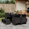 vidaXL 9 Piece Garden Dining Set with Cushions Black Poly Rattan