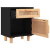 vidaXL Bedside Cabinets 2 pcs Black Solid Wood Pine and Natural Rattan