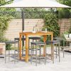vidaXL 7 Piece Garden Bar Set Grey Solid Wood Acacia and Poly Rattan
