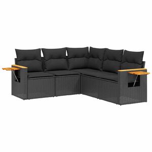 vidaXL 6 Piece Garden Sofa Set with Cushions Grey Poly Rattan