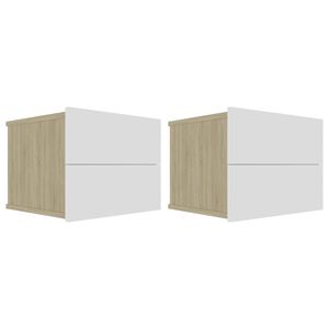 vidaXL Bedside Cabinets 2 pcs White and Sonoma Oak 40x30x30 cm Engineered Wood
