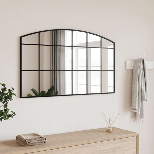 vidaXL Wall Mirror Black 100x60 cm Arch Iron