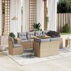 vidaXL 9 Piece Garden Sofa Set with Cushions Beige Poly Rattan