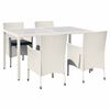 vidaXL 5 Piece Outdoor Dining Set with Cushions Poly Rattan White