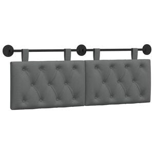 vidaXL Hanging Headboard Wall-mounted Dark Grey 130 x 55 x 7 cm Fabric