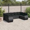 vidaXL 9 Piece Garden Sofa Set with Cushions Black Poly Rattan