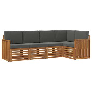 vidaXL Outdoor Sofa Set 5 pcs Natural and Anthracite Polyester