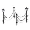 Chain Fence with Solar Lights Two LED Lamps Two Poles