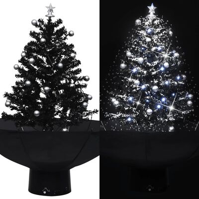 vidaXL Snowing Christmas Tree with Umbrella Base Black 75 cm PVC