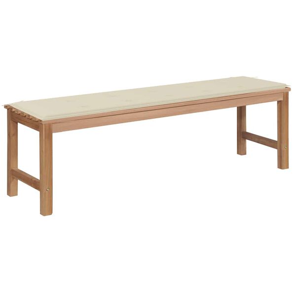 vidaXL Garden Bench with Cream Cushion 150 cm Solid Teak Wood