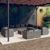 vidaXL 14 Piece Garden Lounge Set with Cushions Grey Poly Rattan