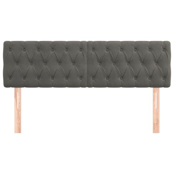 vidaXL Headboards Dark Grey 160x7x78/88 cm Velvet