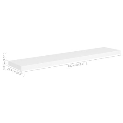 vidaXL Floating Wall Shelves 4 pcs White 120x23.5x3.8 cm MDF