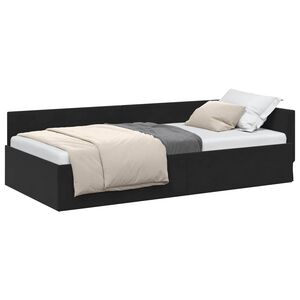 vidaXL Corner Bed Frame with Headboard Black 90 cm x 190 cm Velvet