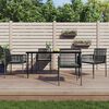 vidaXL 5 Piece Garden Dining Set with Cushions Black Poly Rattan and Steel