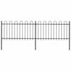 vidaXL Garden Fence with Hoop Top Steel 337x100 cm Black