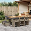 vidaXL 11 Piece Garden Dining Set with Cushions Grey Poly Rattan