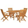 vidaXL 5 Piece Garden Dining Set Solid Teak Wood