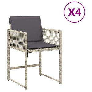 vidaXL Garden Chairs with Cushions 4 pcs Light Grey Poly Rattan
