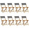 vidaXL Garden Chair | Set of 8 | Black | Solid acacia wood, PE rattan | Medium