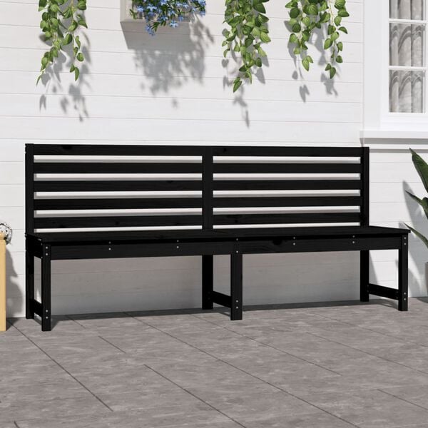 vidaXL Garden Bench Black 201.5 cm Solid Wood Pine