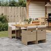 vidaXL 5 Piece Garden Dining Set with Cushions Beige Poly Rattan