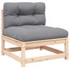 vidaXL Garden Middle Sofa with Grey Cushions Solid Wood Pine