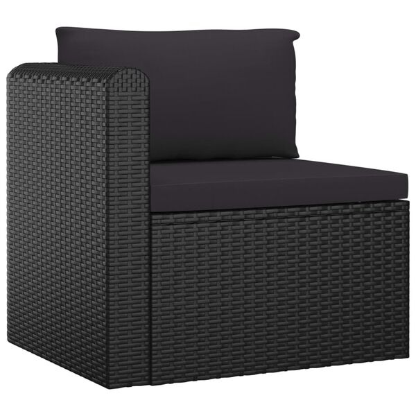 vidaXL 9 Piece Garden Lounge Set with Cushions Poly Rattan Black