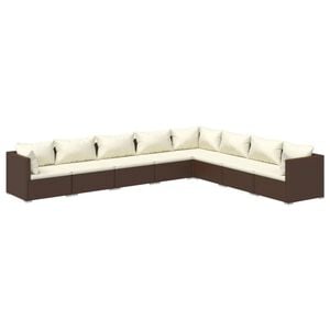 vidaXL 8 Piece Garden Lounge Set with Cushions Poly Rattan Brown