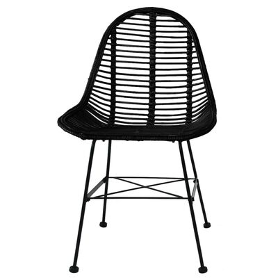 vidaXL Dining Chairs 6 pcs Black Natural Rattan