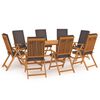 vidaXL 9 Piece Garden Dining Set with Cushions Solid Teak Wood Grey