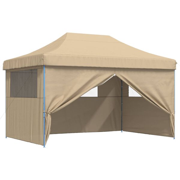 vidaXL Foldable Party Tent Pop-Up with 4 Sidewalls Beige