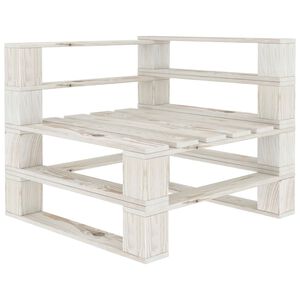 vidaXL Garden Pallet Corner Sofa Wood White